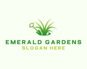 Grass Shovel Gardening logo design