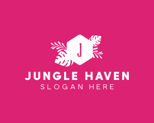 Feminine Hexagon Tropical Plant logo design