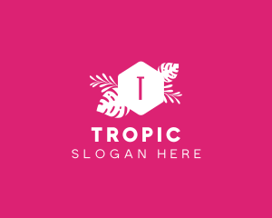 Feminine Hexagon Tropical Plant logo design