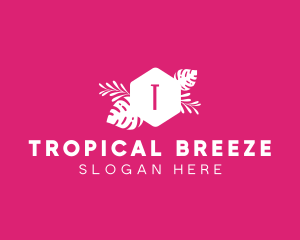 Feminine Hexagon Tropical Plant logo design