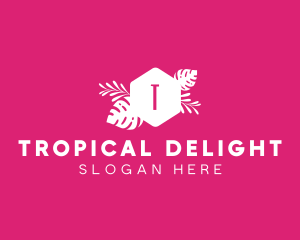 Feminine Hexagon Tropical Plant logo design