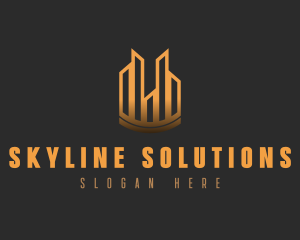 Golden Sky City Skyline logo design