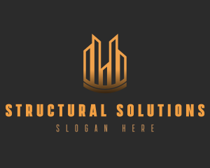 Structural - Golden Sky City Skyline logo design