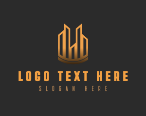 Apartment - Golden Sky City Skyline logo design