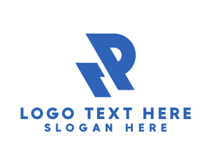 Blue - Slant Letter R & P logo design