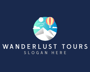 Travel Mountain Hot Air Balloon  logo design