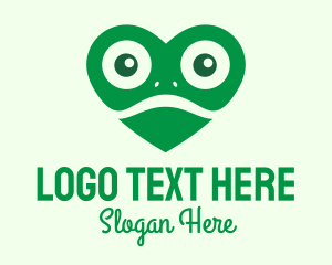 Green Frog - Green Heart Frog logo design
