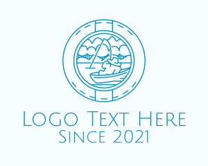Beach - Blue Fisherman Badge logo design
