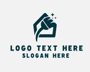 Clean - Home Cleaning Broom logo design