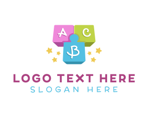 Kindergarten - Kinder Block Alphabet logo design