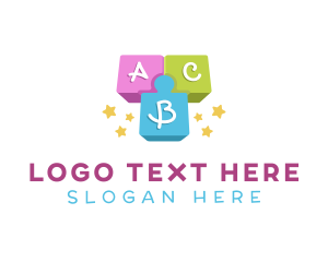 Learning Center - Kinder Block Alphabet logo design