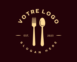 Golden Spoon Fork Restaurant Logo
