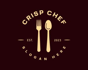 Golden Spoon Fork Restaurant logo design