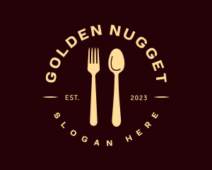 Golden Spoon Fork Restaurant logo design