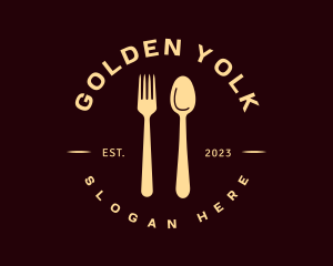 Golden Spoon Fork Restaurant logo design