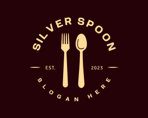 Golden Spoon Fork Restaurant logo design