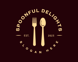 Golden Spoon Fork Restaurant logo design