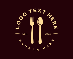 Golden Spoon Fork Restaurant Logo