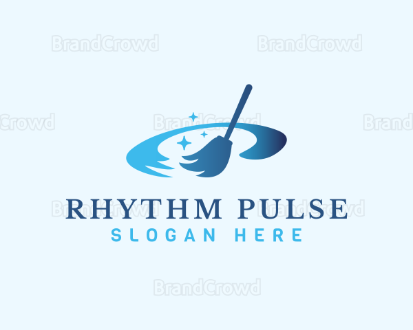 Blue Housekeeping Broom Logo