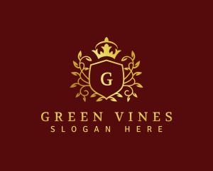 Vines - Shield Crown Vines logo design