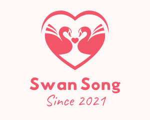 Pink Swan Heart logo design