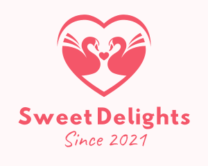 Pink Swan Heart logo design