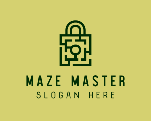 Square Maze Padlock logo design