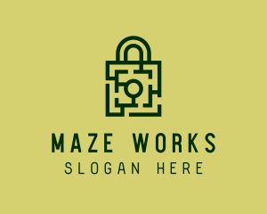 Maze - Square Maze Padlock logo design