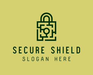 Safeguard - Square Maze Padlock logo design