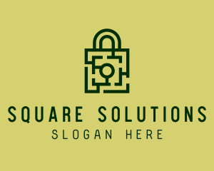 Square Maze Padlock logo design