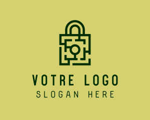 Safety - Square Maze Padlock logo design