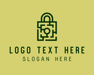 Security System - Square Maze Padlock logo design