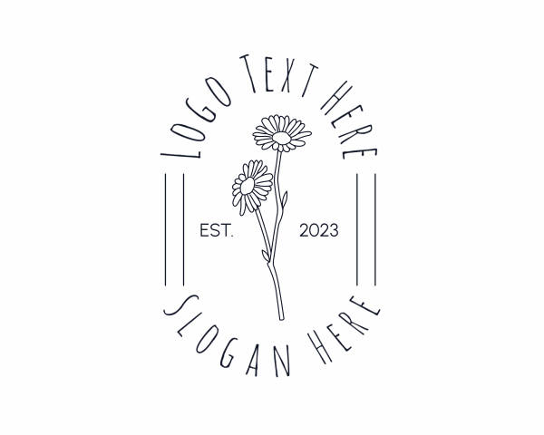 Rustic - Aesthetic Handwritten Flower logo design