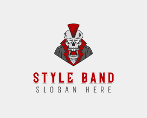 Skull Mohawk Rockstar  logo design