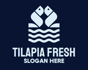 Tilapia - Blue Twin Flying Fish logo design