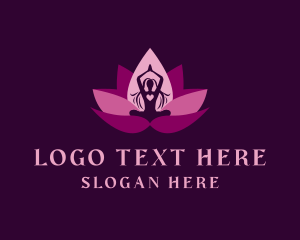 Yoga - Woman Lotus Yoga logo design