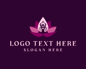 Lotus Flower - Woman Lotus Yoga logo design