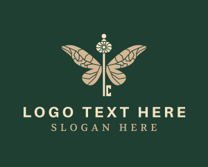 Beige - Key Butterfly Wings logo design