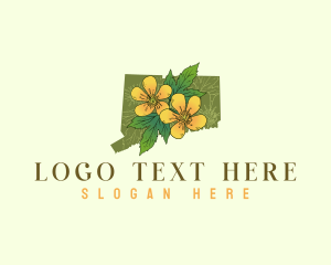 Peach Blossom - Connecticut Swamp Buttercup Flower logo design