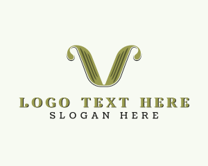 Seamstress - Retro Brand Letter V logo design
