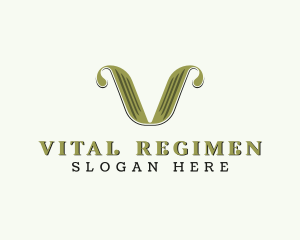 Retro Brand Letter V logo design