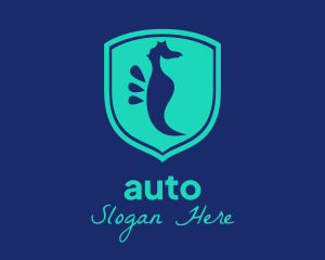 Green Seahorse Shield  Logo