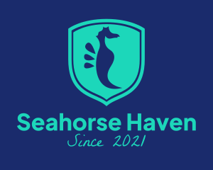 Seahorse - Green Seahorse Shield logo design