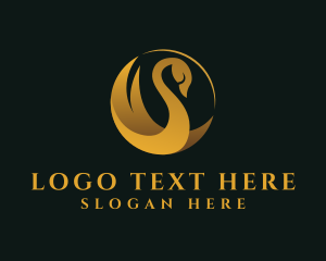 Swan - Golden Luxury Swan logo design