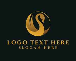 Bird Sanctuary - Golden Luxury Swan logo design