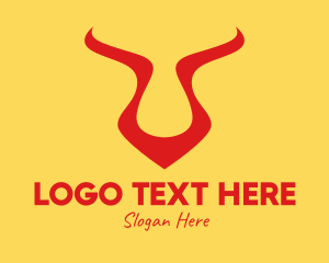 Deer - Simple Bull Horns logo design