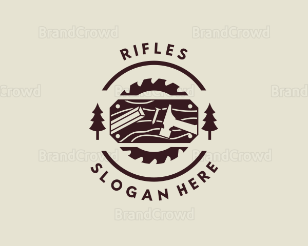 Wood Saw Blade Logger Logo
