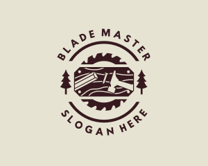 Wood Saw Blade Logger logo design