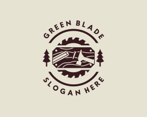 Wood Saw Blade Logger logo design