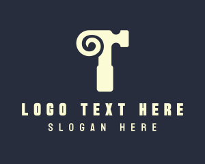 Goat - Horn Hammer Letter T logo design